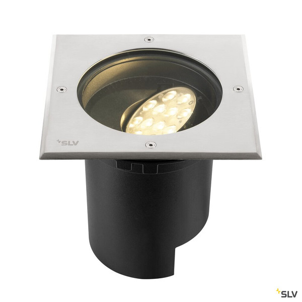 SLV 1009169 DASAR® L, Bodeneinbauleuchte, asymmetrisch, 3000K, 70°/40°, IP65/IP67, quadratisch, edelstahl / schwarz