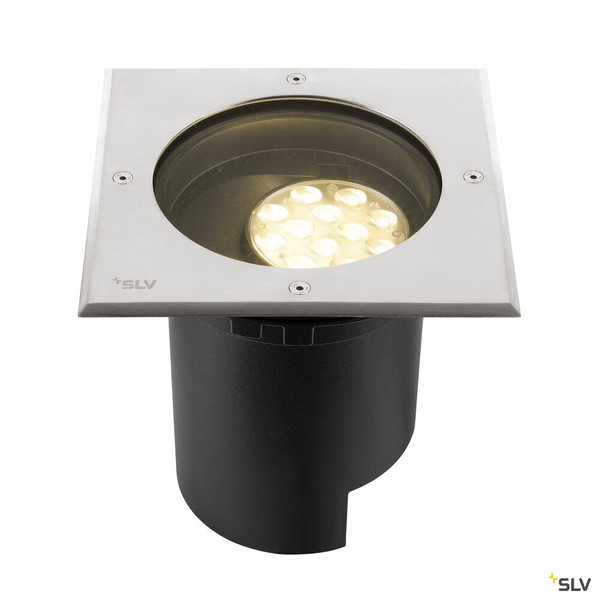SLV 1009169 DASAR® L, Bodeneinbauleuchte, asymmetrisch, 3000K, 70°/40°, IP65/IP67, quadratisch, edelstahl / schwarz