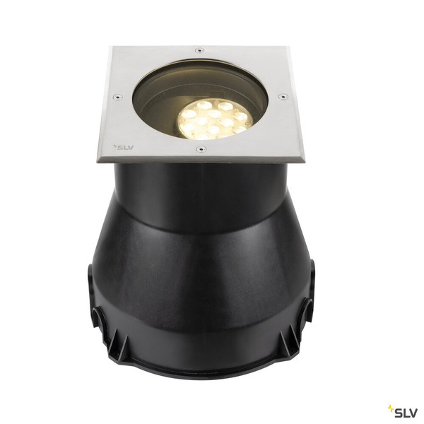 SLV 1009169 DASAR® L, Bodeneinbauleuchte, asymmetrisch, 3000K, 70°/40°, IP65/IP67, quadratisch, edelstahl / schwarz