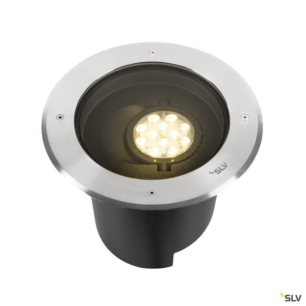 SLV 1009170 DASAR® XL, Bodeneinbauleuchte, asymmetrisch, 3000K, 70°/40°, IP65/IP67, rund, edelstahl / schwarz