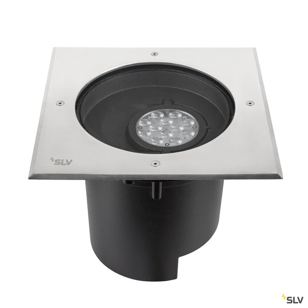 SLV 1009171 DASAR® XL, Bodeneinbauleuchte, asymmetrisch, 3000K, 70°/40°, IP65/IP67, quadratisch, edelstahl / schwarz
