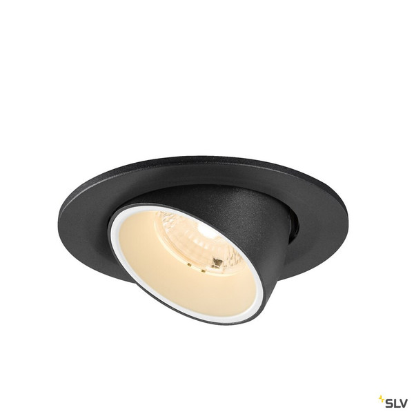 SLV 1009383 NUMINOS® GIMBLE S, Deckeneinbauleuchte, 2700 K, 40°, IP20, rund, schwarz / weiß