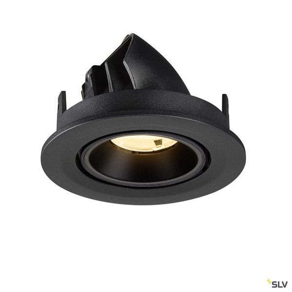 SLV 1009397 NUMINOS® GIMBLE S, Deckeneinbauleuchte, 3000 K, 20°, IP20, rund, schwarz