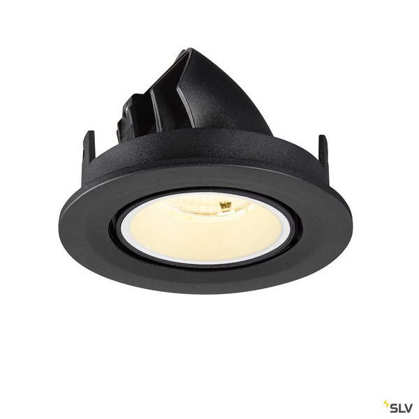 SLV 1009404 NUMINOS® GIMBLE S, Deckeneinbauleuchte, 3000 K, 55°, IP20, rund, schwarz / weiß