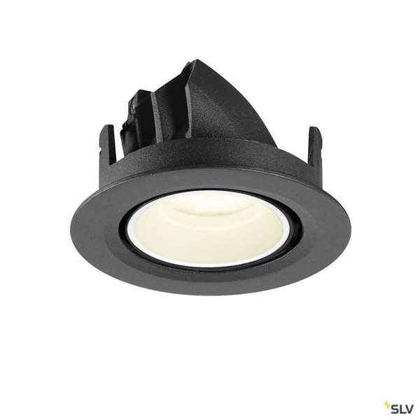 SLV 1010069 NUMINOS® GIMBLE XS, Deckeneinbauleuchte, 4000 K, 55°, IP20, rund, schwarz / weiß