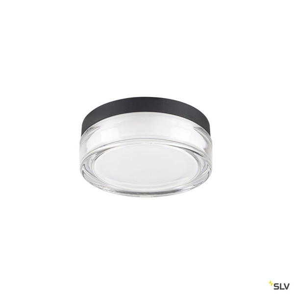 SLV 1010210 CYFT XL, Wand- und Deckenaufbauleuchte, 2700/3000/4000 K, 15 W, PHASE, 125°, IP65 schwarz / klar