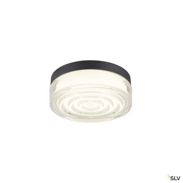 SLV 1010211 CYFT WAVE XL, Wand- und Deckenaufbauleuchte, 2700/3000/4000 K, 15 W, PHASE, 105°, IP65 schwarz / klar