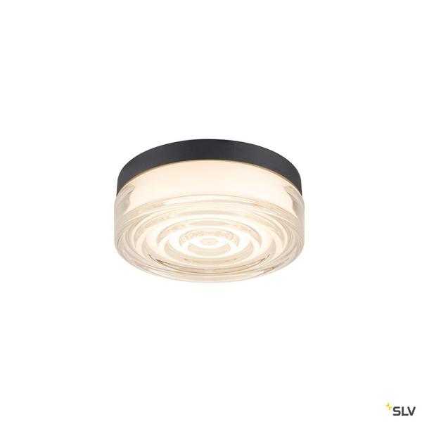 SLV 1010211 CYFT WAVE XL, Wand- und Deckenaufbauleuchte, 2700/3000/4000 K, 15 W, PHASE, 105°, IP65 schwarz / klar