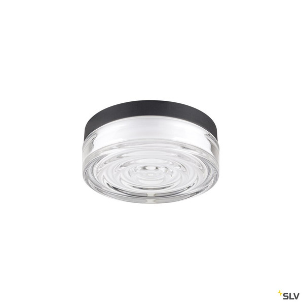 SLV 1010211 CYFT WAVE XL, Wand- und Deckenaufbauleuchte, 2700/3000/4000 K, 15 W, PHASE, 105°, IP65 schwarz / klar