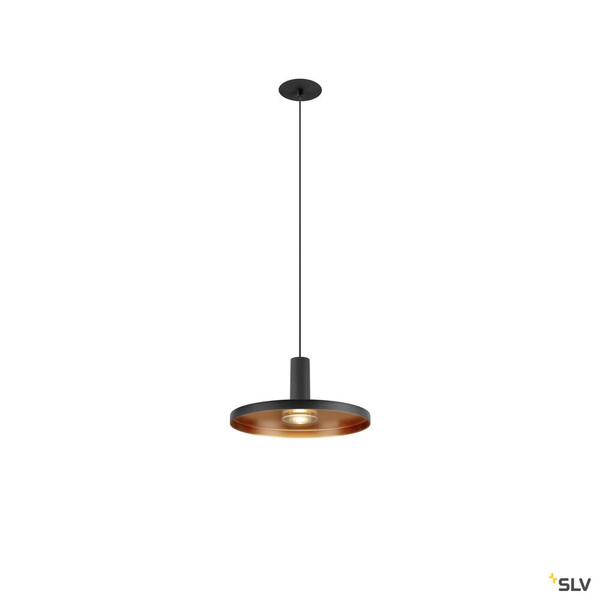 SLV 1010286 LALU®, Pendelleuchte, LED Base, Mix&Match, recessed canopy, Pendellänge 200 cm, 2700/3000K, 40°, PHASE, schwarz