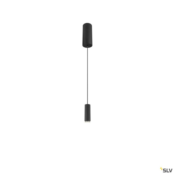SLV 1010287 LALU®, Pendelleuchte, LED Base, Mix&Match, surface mounted canopy, Pendellänge 200 cm, 2700/3000K, 40°, PHASE, schwarz