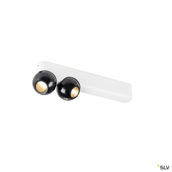 SLV 1010307 DYSKO, Wand- und Deckenaufbauleuchte, double, PHASE, 2700K, 13 W, 36°, weiß / schwarz