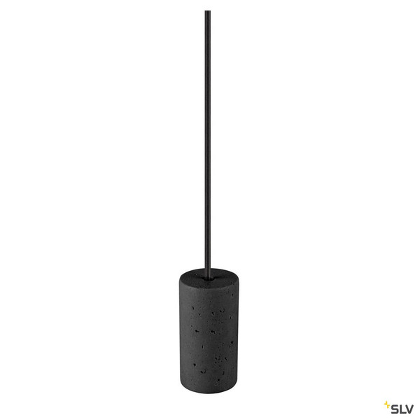 SLV 1010417 FITU PD, E27, stone, Pendelleuchte, Pendellänge 500 cm, offenes Kabelende, 1 x max. 15 W, schwarz