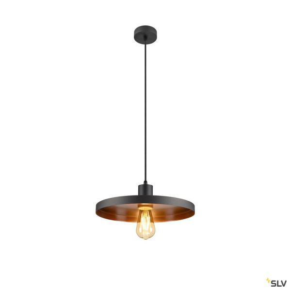 SLV 1010788 LALU® SET, Pendelleuchte, E27 Base, PLATE 33, Pendellänge 200 cm, 1 x max. 7.5 W, schwarz
