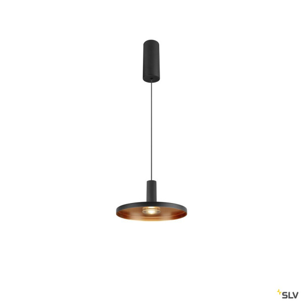 SLV 1010792 LALU® SET, Pendelleuchte, LED Base, PLATE 22, PHASE, Pendellänge 200 cm, 2700/3000 K, 40°, schwarz