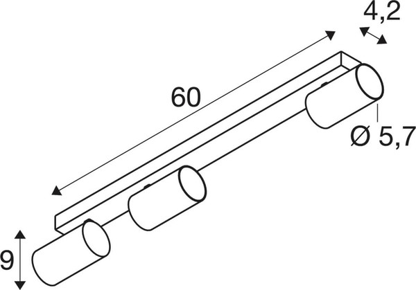 SLV 1011887 ENOLA 2.0 M, CL, Tripple, QPAR51, Long, Deckenaufbauleuchte, schwarz