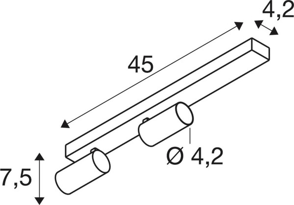 SLV 1011911 ENOLA 2.0 S, CL, Double, GU10 MINI, PAR11, Long, Deckenaufbauleuchte, schwarz
