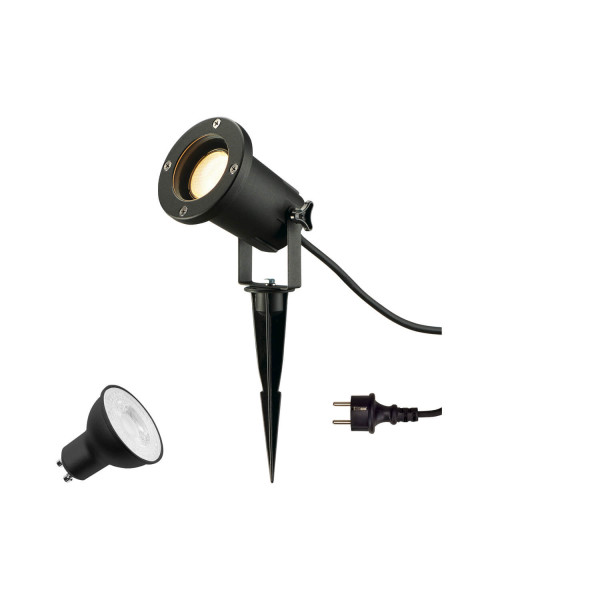 SLV 1012006 BIG NAUTILUS Lamp Set, Spike, Erdspiessleuchte, inkl. PAR16 GU10, Phase, 2700K, 150cm Anschlusskabel, IP44/IP65, schwarz