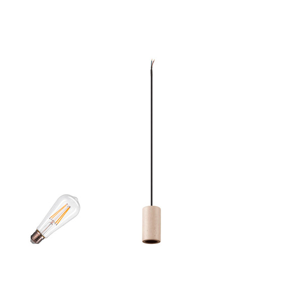 SLV 1012030 FITU Lamp Set, PD, Stone, 1-Phasen Pendelleuchte, E27, 2700K, Phase, 320°, beige