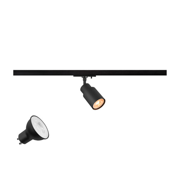 SLV 1012045 PURI 2.0 Lamp Set, Tube, 1-Phasen Spot, inkl. PAR16 GU10, 3000K, GU10, 6W, Phase, 38°, schwarz