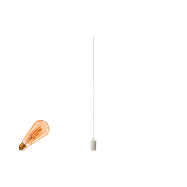SLV 1012087 FITU Lamp Set, PD, inkl. E27 Lampe und 3PH. Adapter, 3-Phasen Pendelleuchte, Pendellänge 5m, 2500K, E27, 15W, Phase, 320°, weiß