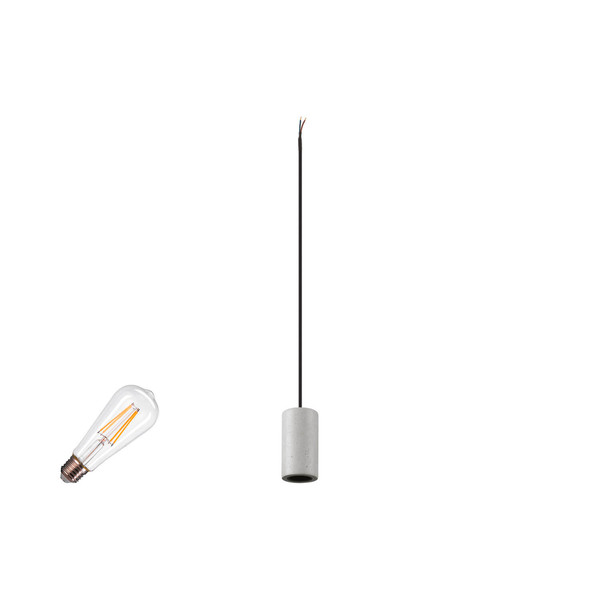SLV 1012092 FITU Lamp Set, PD, Stone, inkl. E27 Lampe und 3PH. Adapter, 3-Phasen Pendelleuchte, Pendellänge 5m, 2700K, E27, 15W, Phase, 320°, grau