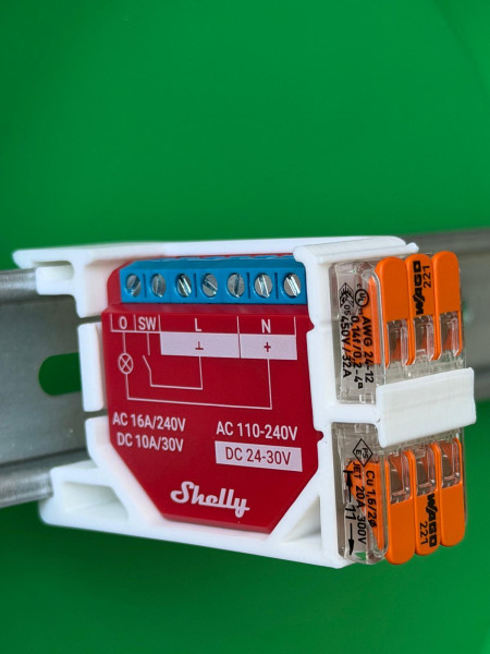 SOIXX Hutschienenhalterung für Shelly Wave, PLUS, Gen3, Gen4 und für 2x WAGO 90 Grad Weiß