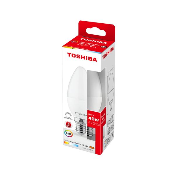 Toshiba LED Kerze dimmbar E14 5W 4000K 470Lm wie 40W 4711112387366