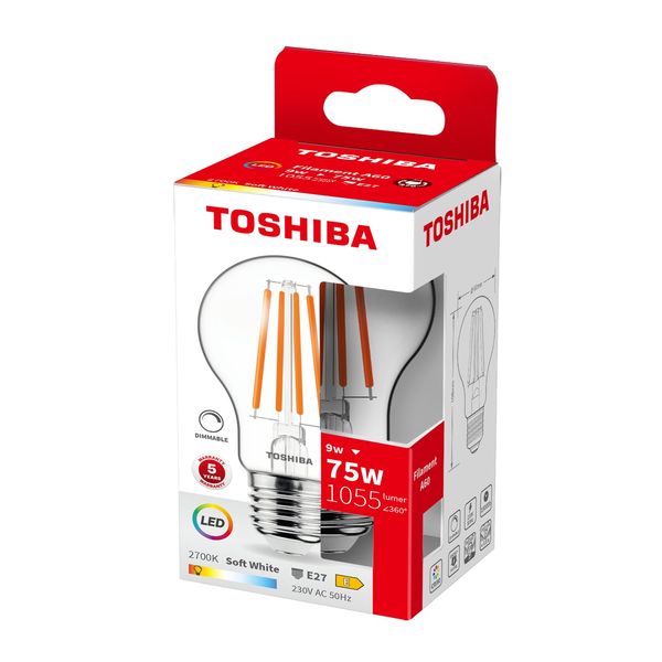 Toshiba LED Filament Lampe dimmbar E27 9W 2700K 1055Lm wie 75W 4711112387045