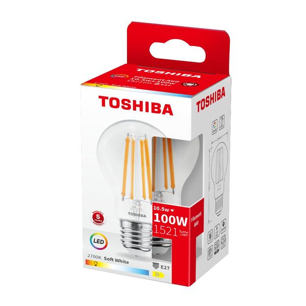 Toshiba LED Filament Lampe E27 10.5W 2700K 1521Lm wie 100W 4711112384242