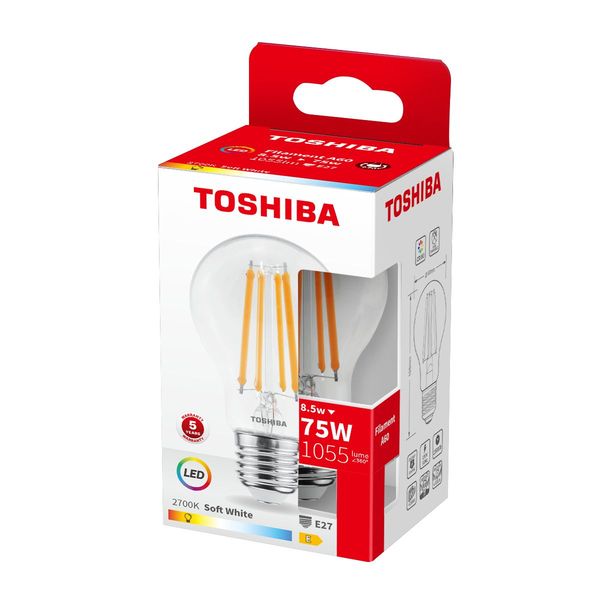Toshiba LED Filament Lampe E27 8.5W 2700K 1055Lm wie 75W 4711112384235