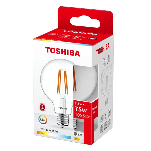 Toshiba LED Filament Globe Lampe E27 8.5W 2700K 1055Lm wie 75W 4711112386949