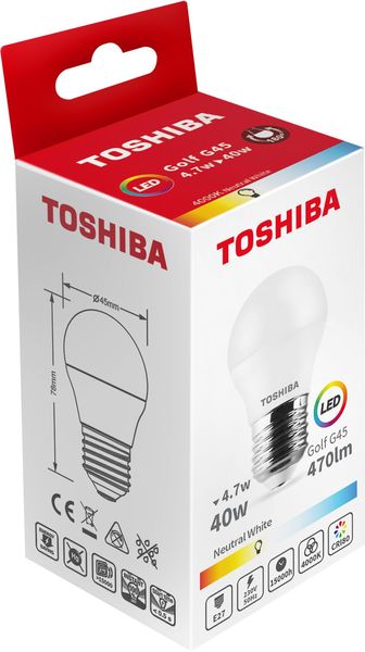Toshiba LED Tropfen Lampe E27 4.7W 4000K 470Lm wie 40W 4711112384761