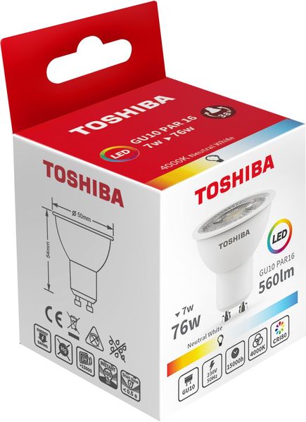 Toshiba LED Strahler GU10 7W 4000K 560Lm wie 76W 4711112384945