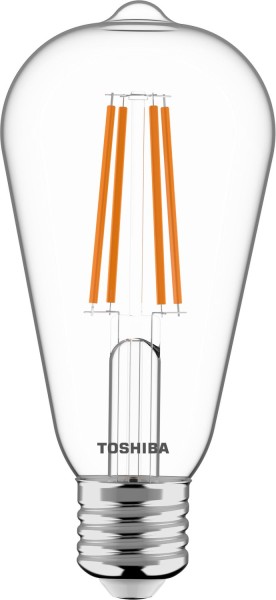 Toshiba LED Filament Vintage Lampe dimmbar E27 ST64 7W 2700K 806Lm wie 60W 4711112387199