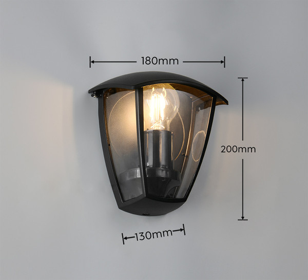 Trio 263260332 Venta E27 Wandleuchte Schwarz Matt IP44