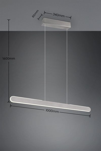 Trio Helios LED Pendelleuchte  28W Aluminium Gebürstet CCT einstellbare Lichtfarbe Touch