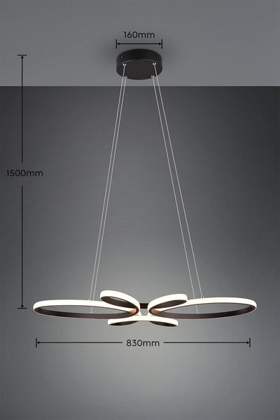 Trio Fly LED Pendelleuchte  32W dimmbar Schwarz Matt warmweiss