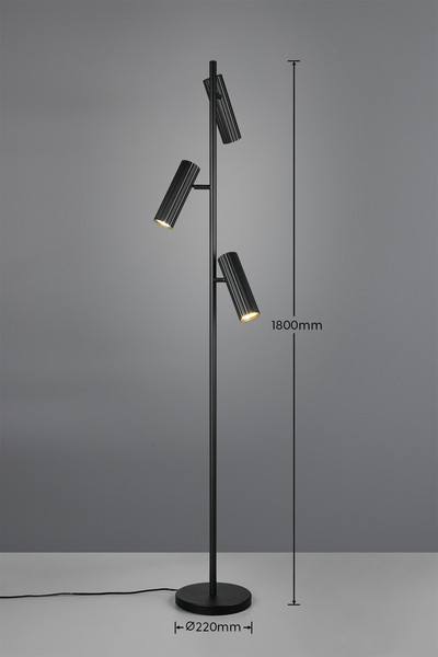 Trio 467700332 Soka GU10 Stehleuchte 3-fach ⌀22cm Schwarz Matt
