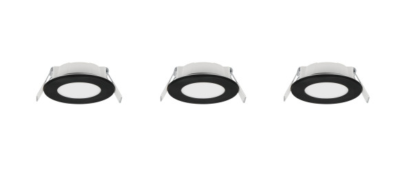 Trio 635110302 Himal LED Einbauleuchten 3x3,5W ⌀8,5cm dimmbar Schwarz IP65 CCT einstellbare Lichtfarbe