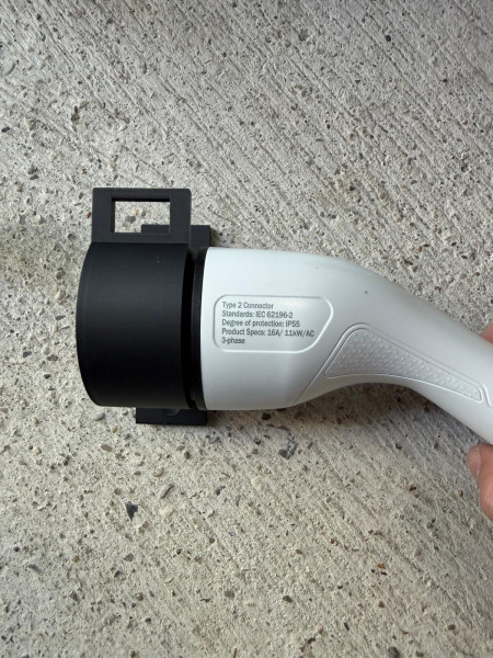 SOIXX Wandhalterung Typ 2  für EV Ladekabel, Schwarz, seitlich rechts, passend für alle Typ 2 Stecker nach DIN EN 62196-1