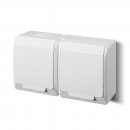 Aufputzsteckdose weiss 2-fach Feuchtraum IP44 16A 250V Aufputz-Montage Doppelsteckdose