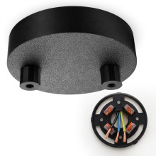 Bioledex Decken Baldachin 100x25mm für 2 x Hängeleuchten mit WAGO-Halterungen, Schwarz