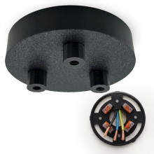 Bioledex Decken Baldachin 100x25mm für 3 x Hängeleuchten mit WAGO-Halterungen, Schwarz