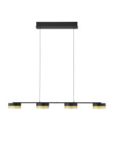 Hell Mesh LED Pendelleuchte 4-fach Warmweiss Dimmbar stufenlos höhenverstellbar Schwarz/Gold 20619/4-06