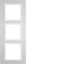 Berker 10133904 Rahmen 3fach. B.3. Alu/polarweiß matt. Aluminium eloxiert