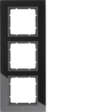 Berker 10136616 Glasrahmen 3fach. B.7. Glas schwarz/anthrazit matt