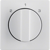 Berker 1084608900 Zentralstück mit Drehknopf für 3-Stufenschalter Q.x polarweiß. samt