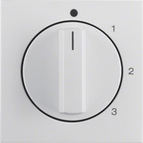 Berker 1096898900 Zentralstück mit Drehknopf für 3-Stufenschalter S.1/B.3/B.7 polarweiß. glänzend