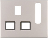 Berker 3313077014 Zentralstück für Steckdosen. British Standard abschaltbar K.5 Edelstahl